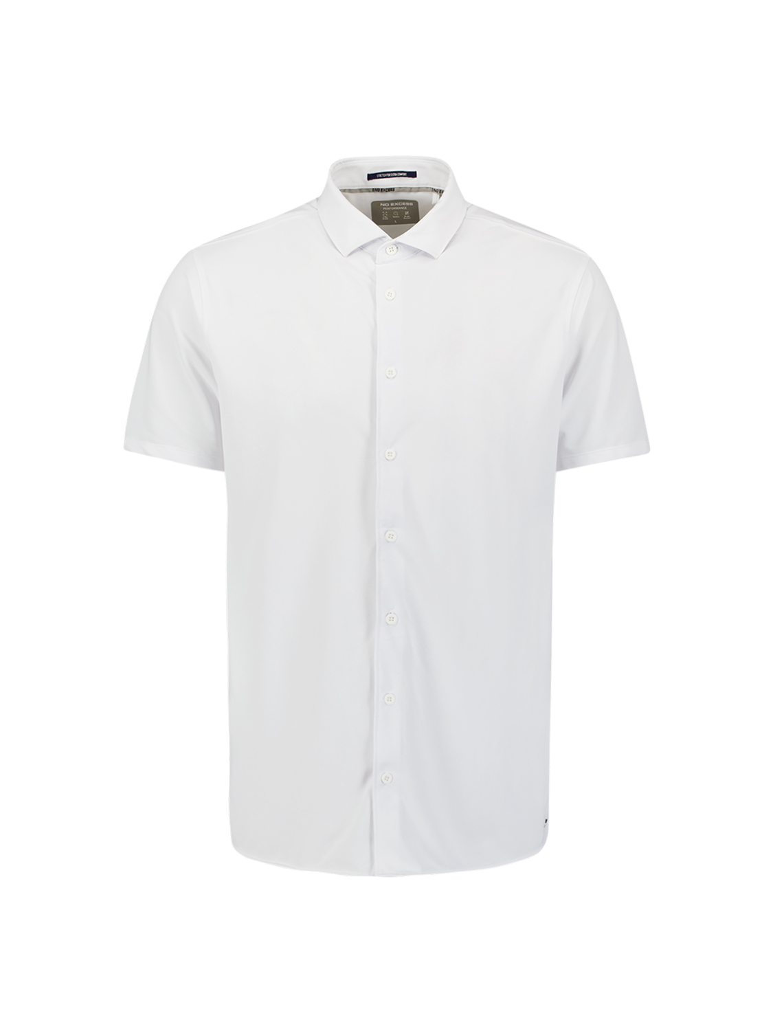 NO EXCESS Heren Overhemd Korte Mouw Jersey Sedoc Wit