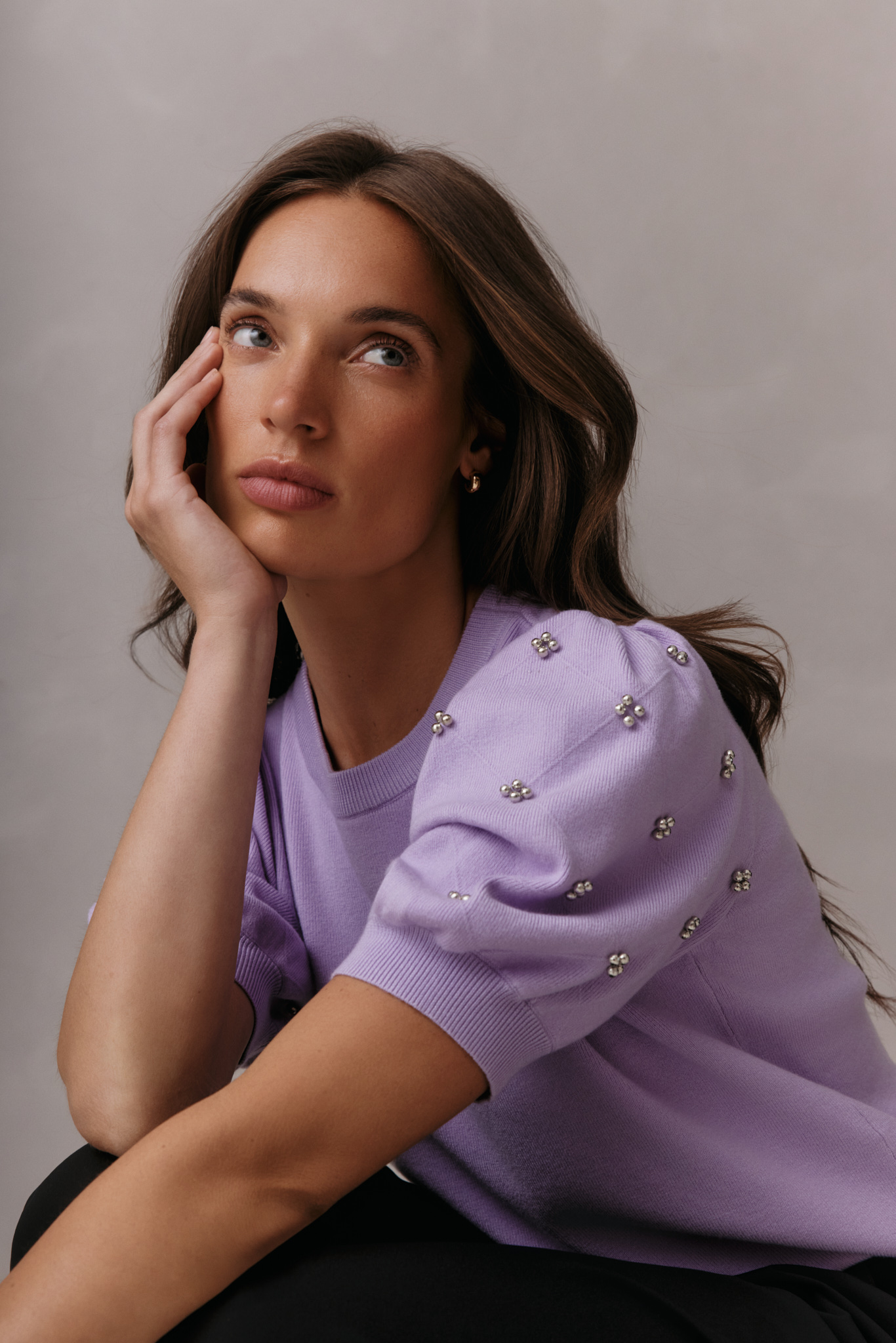 LADY DAY Dames Trui Korte Mouwen Jolie Soft Violet - Afbeelding 3