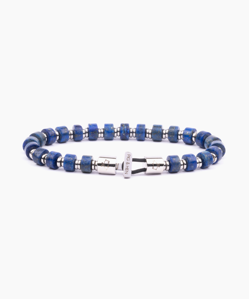PIG&HEN Herenarmband Brontide 4 Lapis Lazuli-Silver 