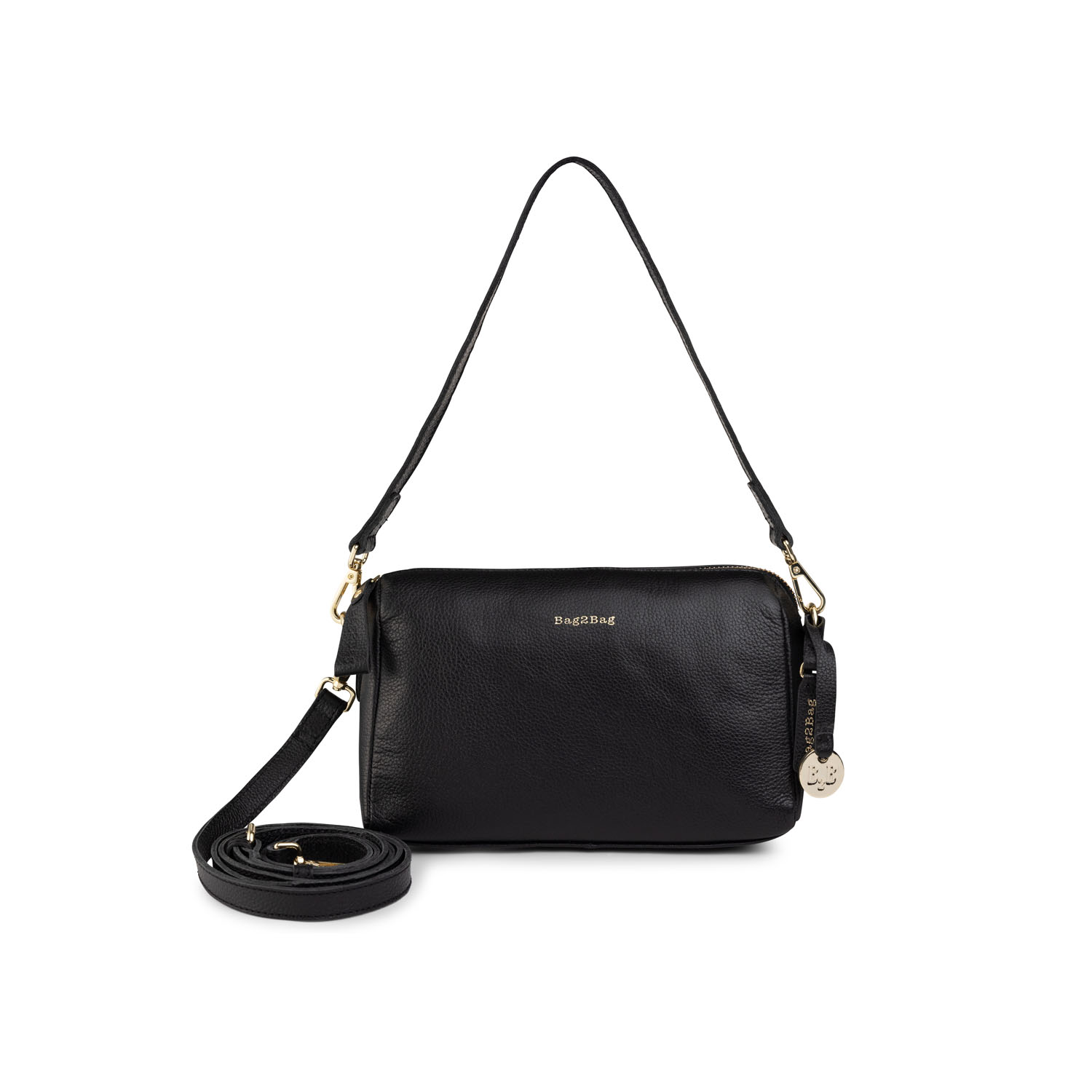 BAG2BAG Tas Nice Leer Zwart Goud 