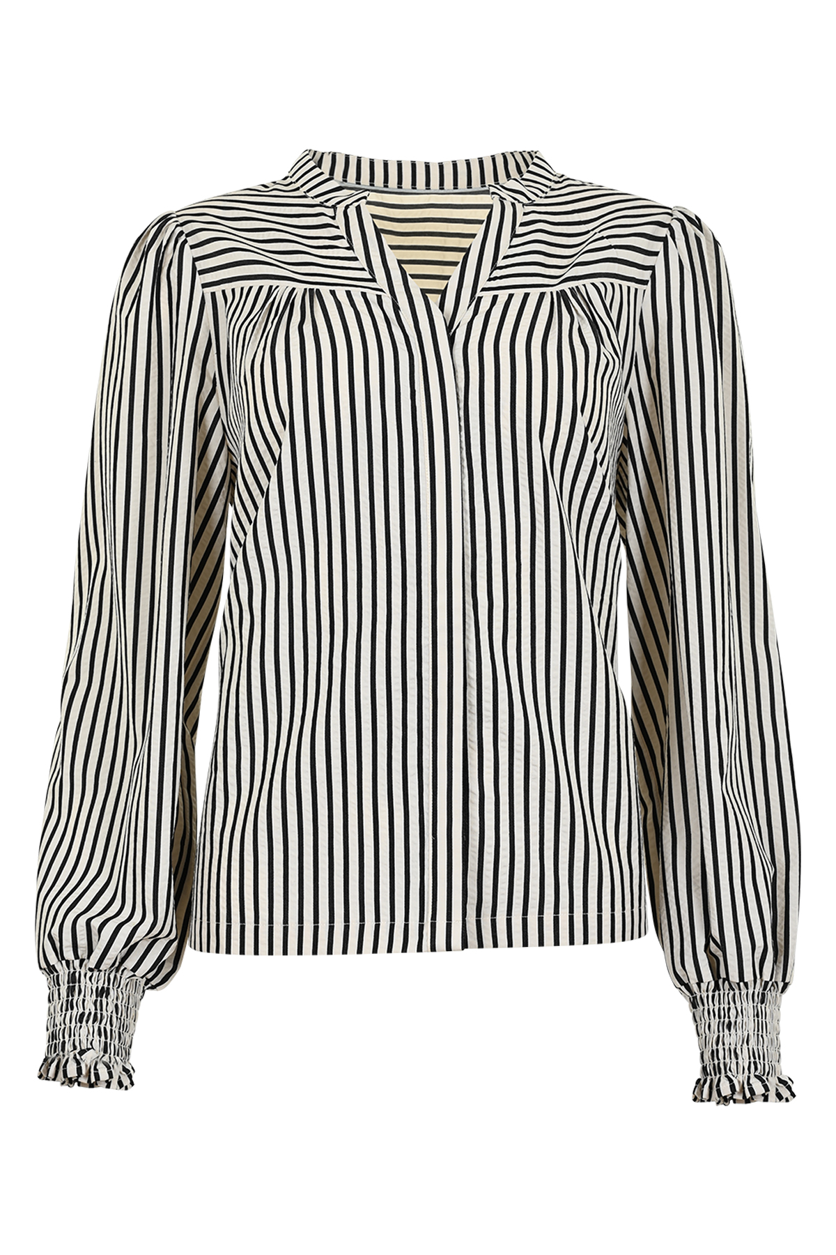 MAICAZZ Dames Blouse Perfecta Antraciet-Offwhite Gestreept - Afbeelding 2