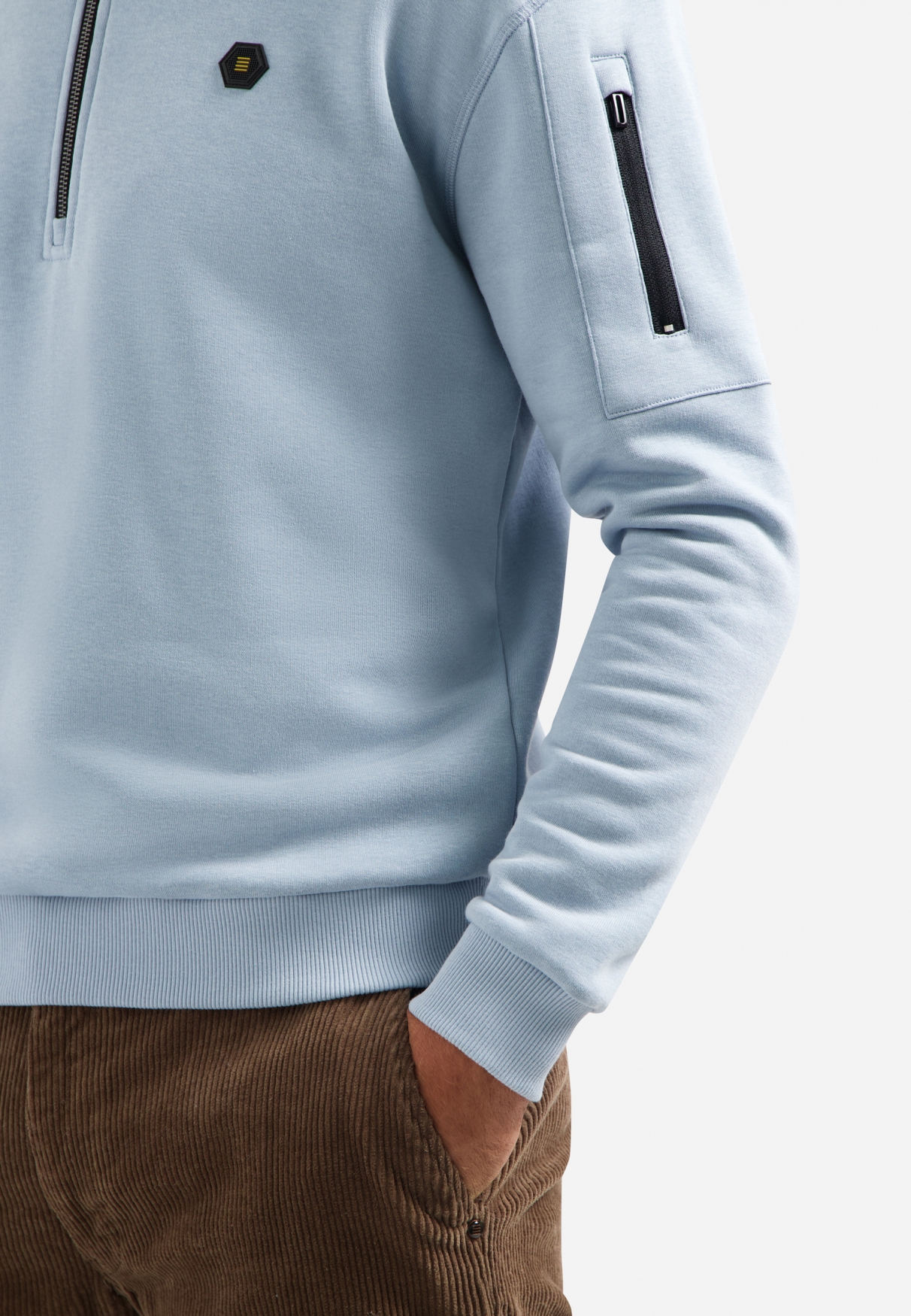 NO EXCESS Heren Sweater Met Rits Lichtblauw  - Afbeelding 5