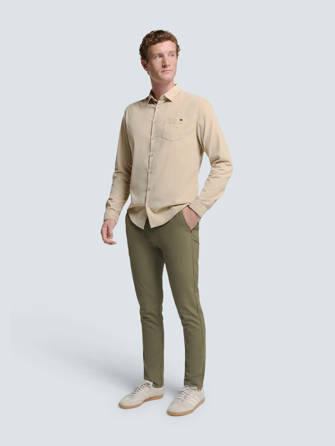 NO EXCESS Stretch Chino Broek Sedoc Mid Army Lengte 34 - Afbeelding 2