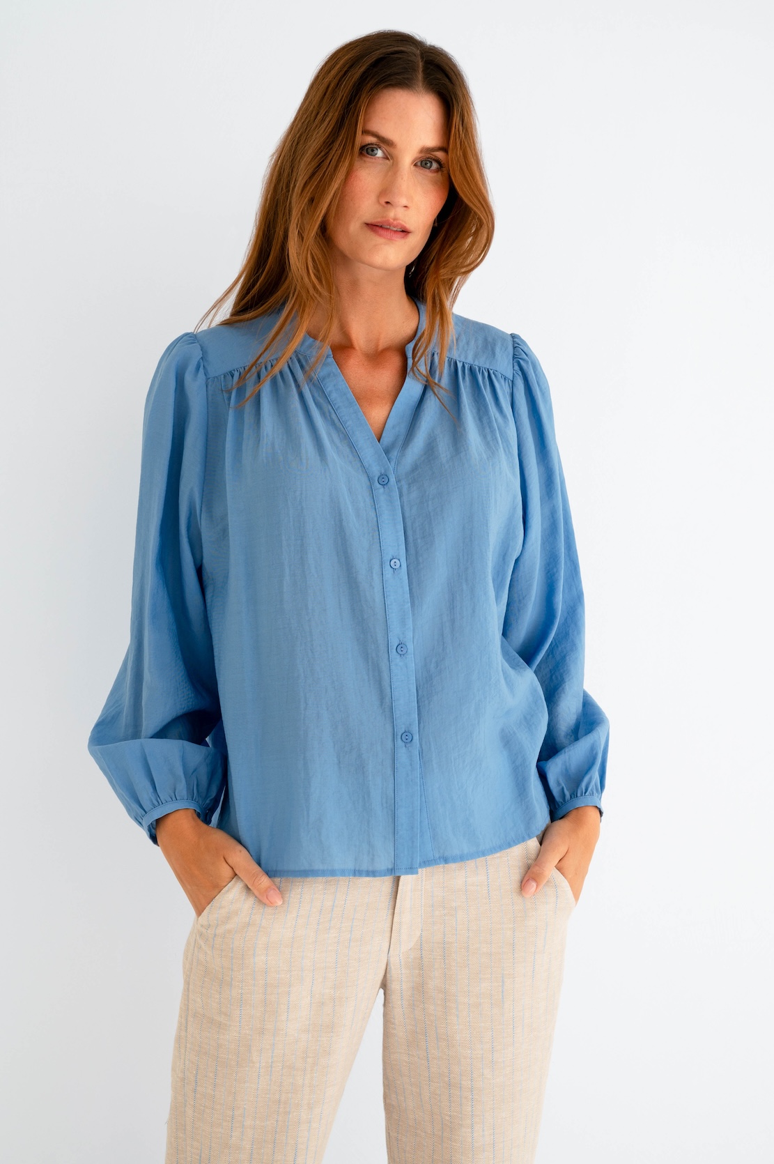 MAICAZZ Dames Blouse Sarah Blauw 