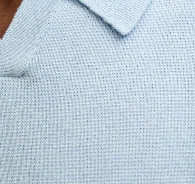 JACK & JONES Gebreid Heren Poloshirt Milano Lichtblauw - Afbeelding 3