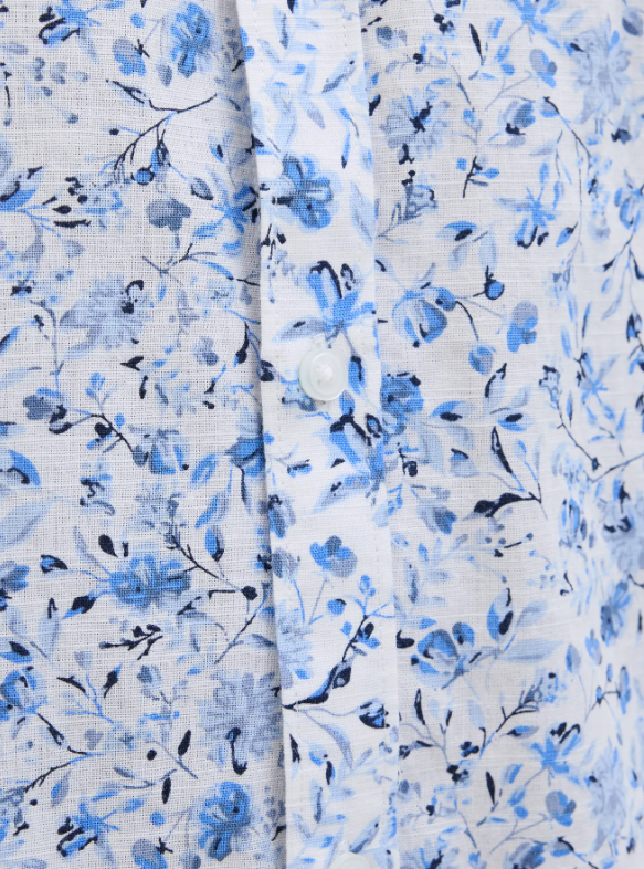 JACK & JONES Heren Overhemd Korte Mouw Blauw-Wit  - Afbeelding 3