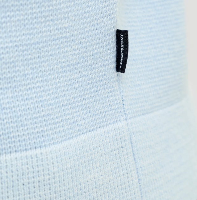 JACK & JONES Gebreid Heren Poloshirt Milano Lichtblauw - Afbeelding 4