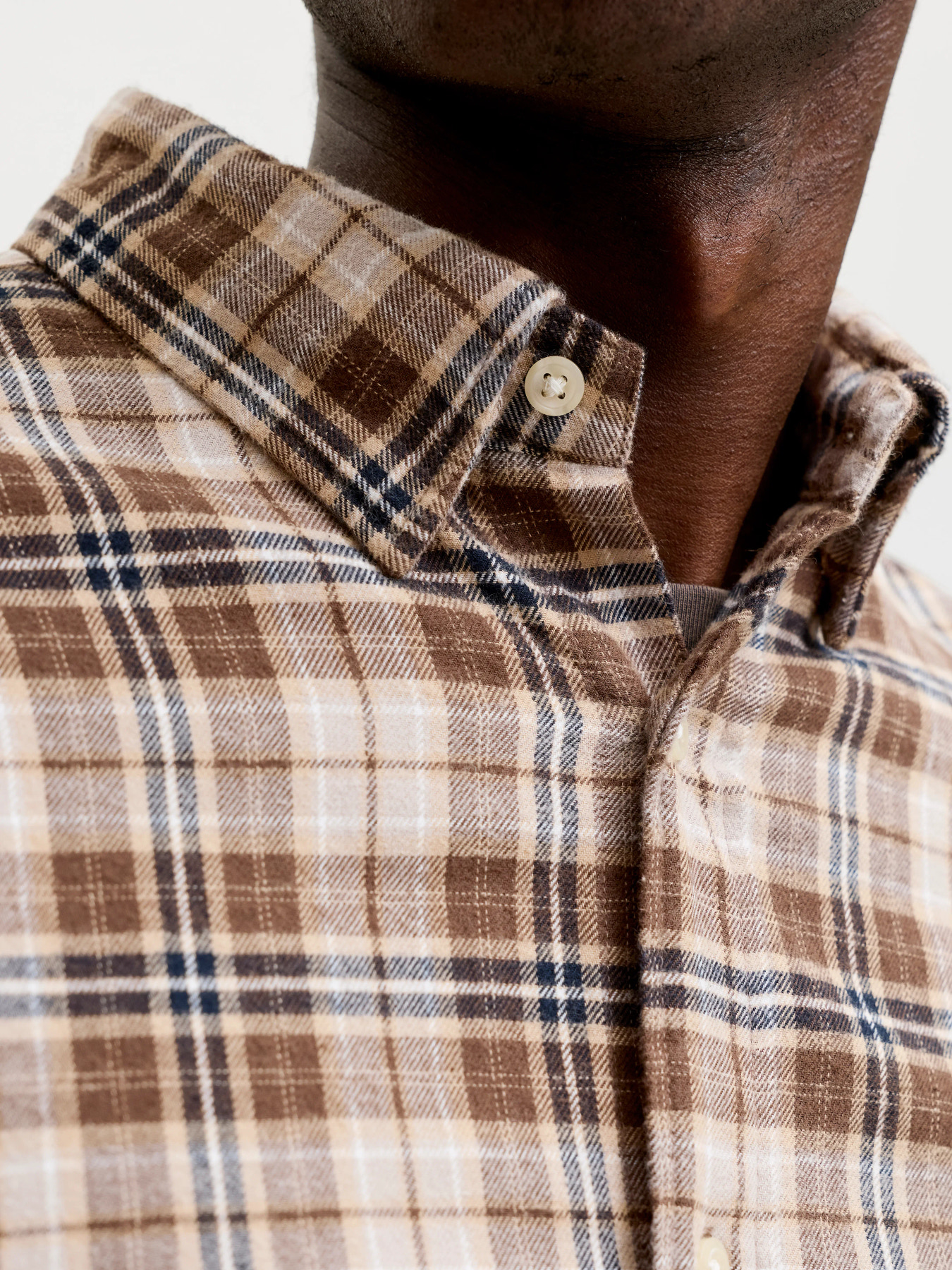 JACK & JONES Heren Overhemd Bruin Geruit Regular Fit  - Afbeelding 3