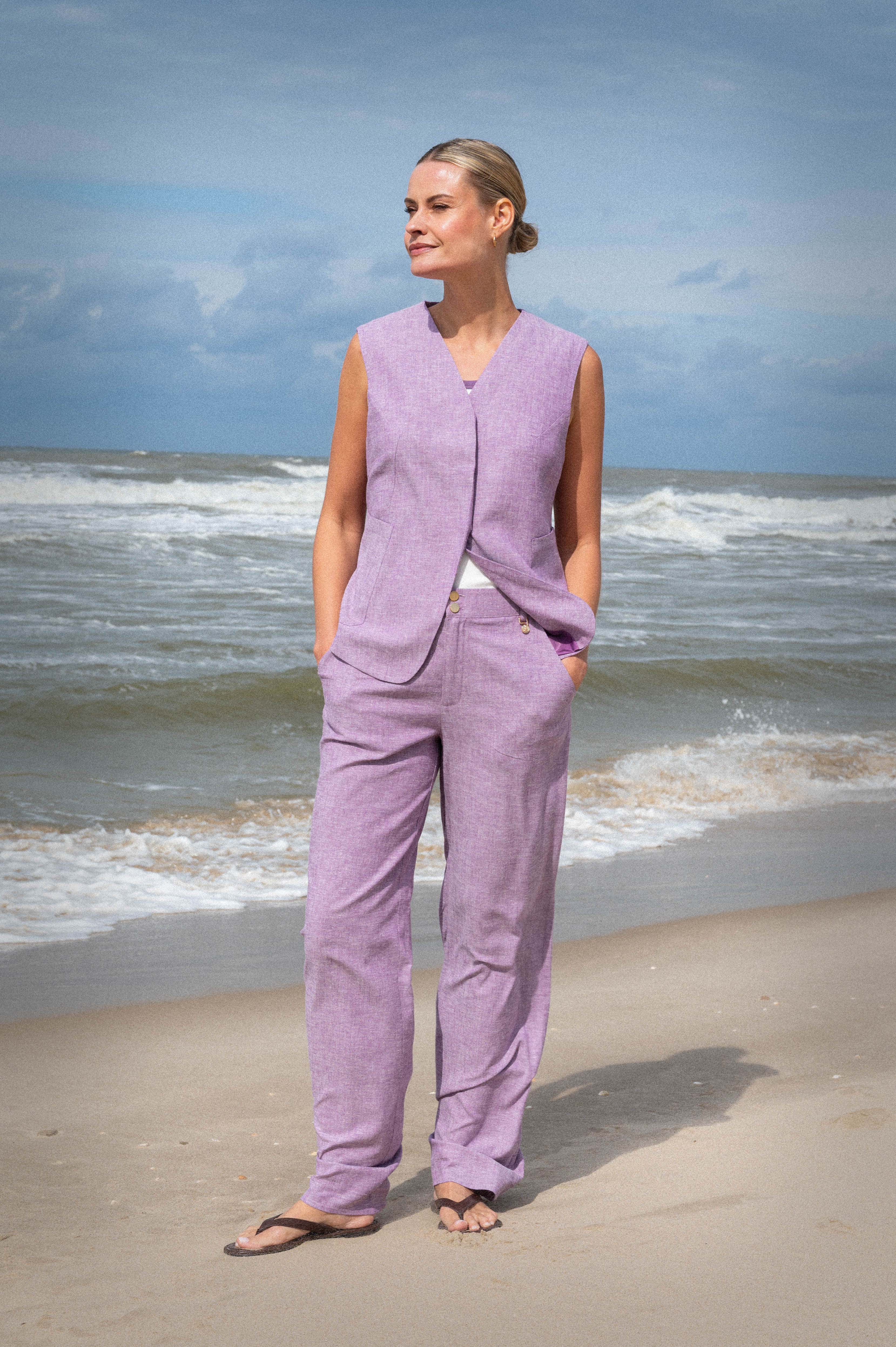 PURE BY ZIZO Dames Broek Jaylan Lila - Afbeelding 2