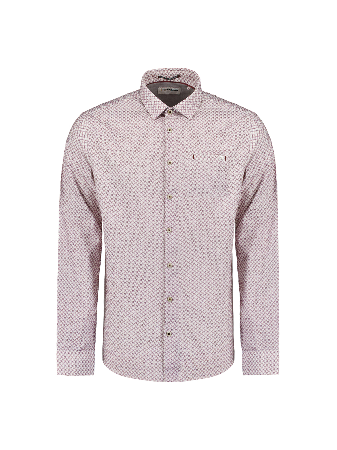 NO EXCESS Heren Overhemd Stretch Allover Print Mauve  - Afbeelding 6
