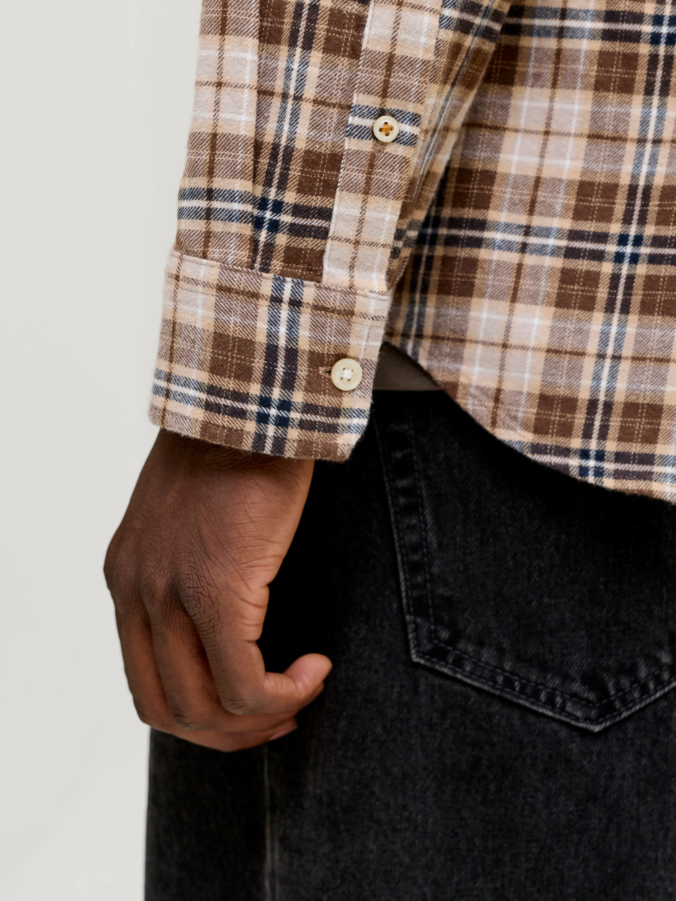 JACK & JONES Heren Overhemd Bruin Geruit Regular Fit  - Afbeelding 4