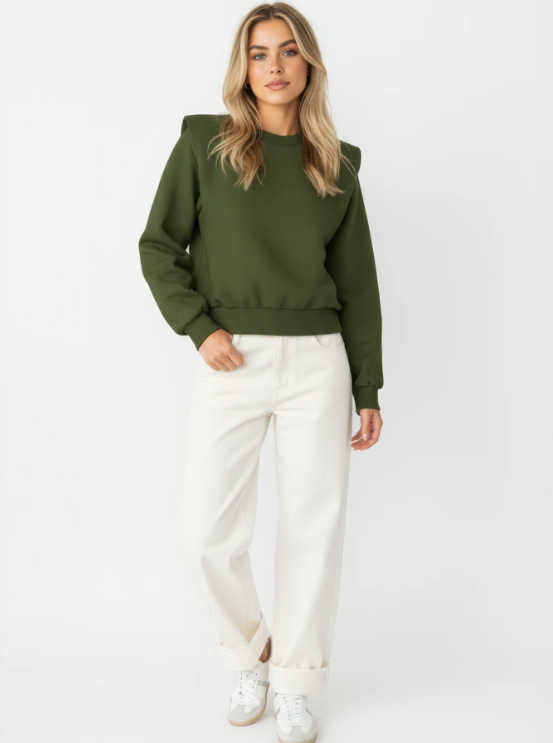 HYPEDROP Dames Sweater Cropped Regina Groen  - Afbeelding 4