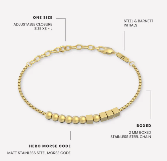 STEEL&BARNETT Herenarmband Hero Morse Code Goud  - Afbeelding 3