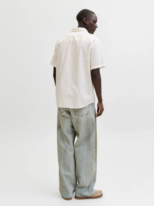 JACK & JONES Heren Overhemd Korte Mouw Dobby Offwhite  - Afbeelding 4