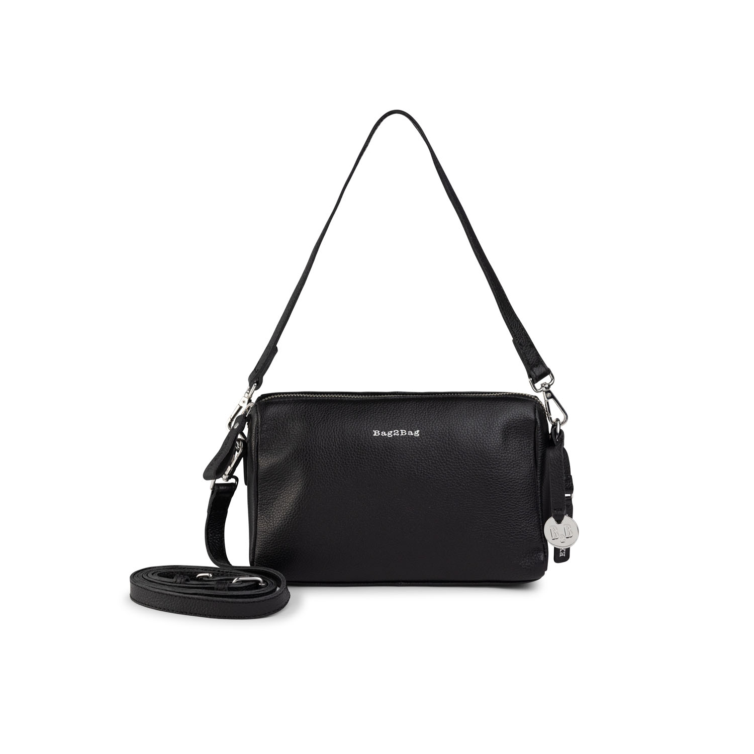 BAG2BAG Tas Nice Leer Zwart Zilver 