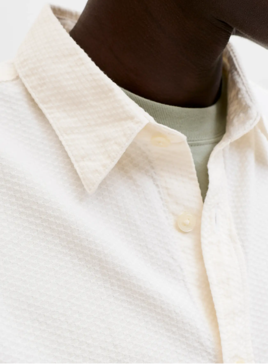 JACK & JONES Heren Overhemd Korte Mouw Dobby Offwhite  - Afbeelding 5