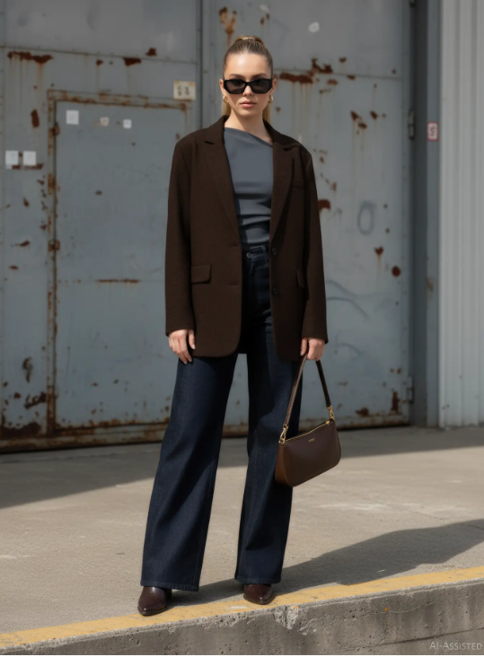 HYPEDROP Dames Blazer Rose Donkerbruin 