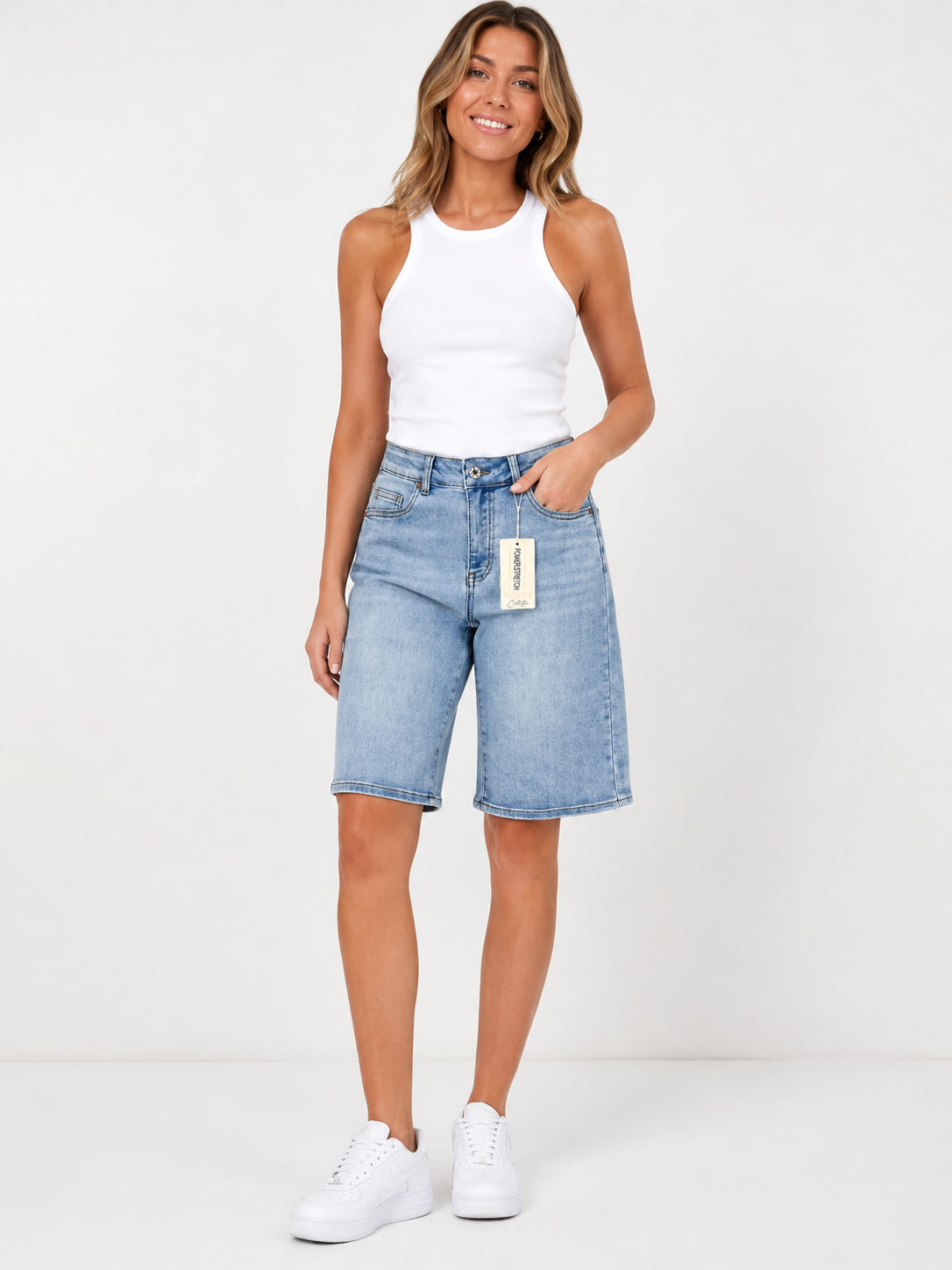 NORFY Dames Spijker Bermuda Jeansblue 