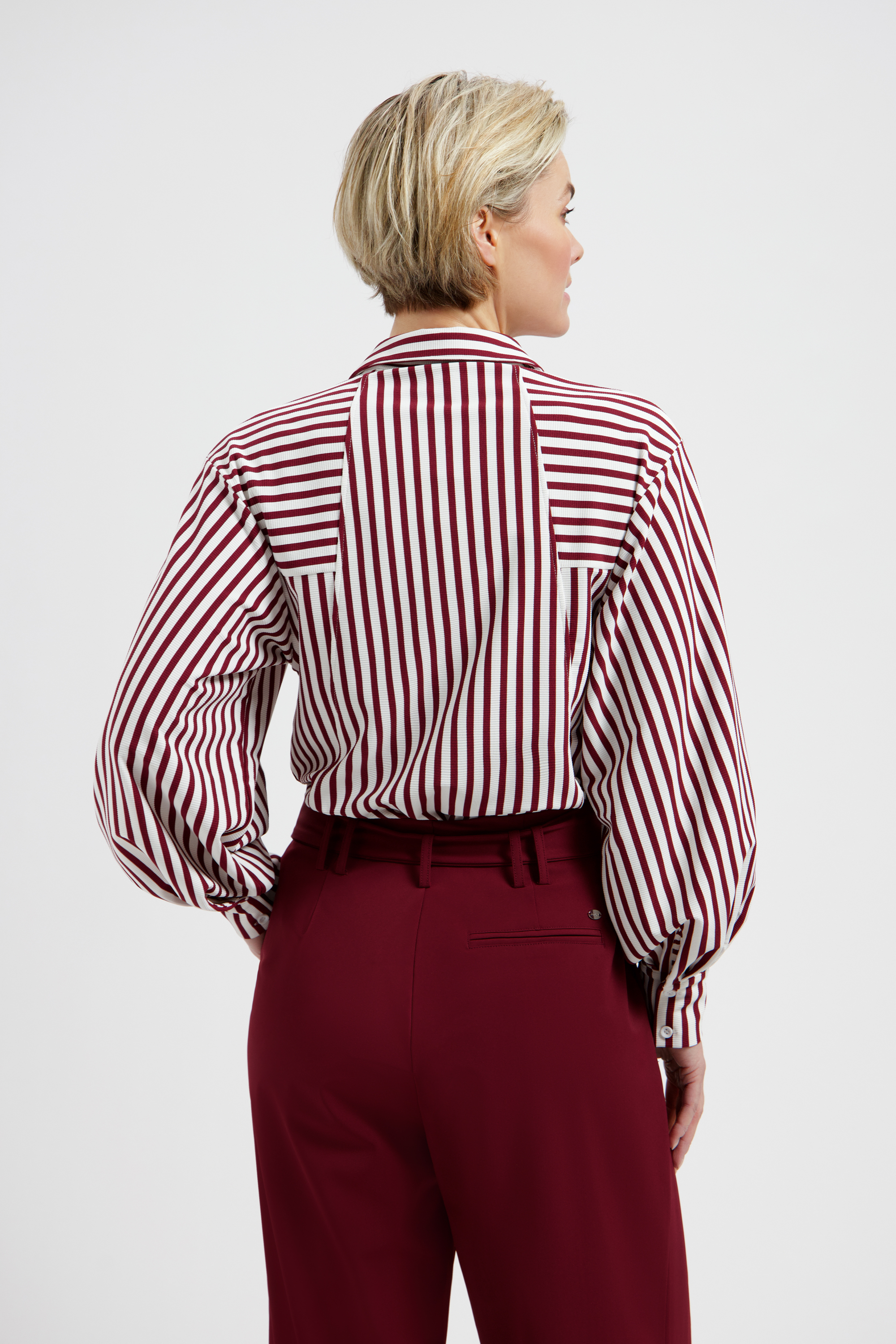 LADY DAY Dames Blouse Gem Burgundy Red-Simple White - Afbeelding 3