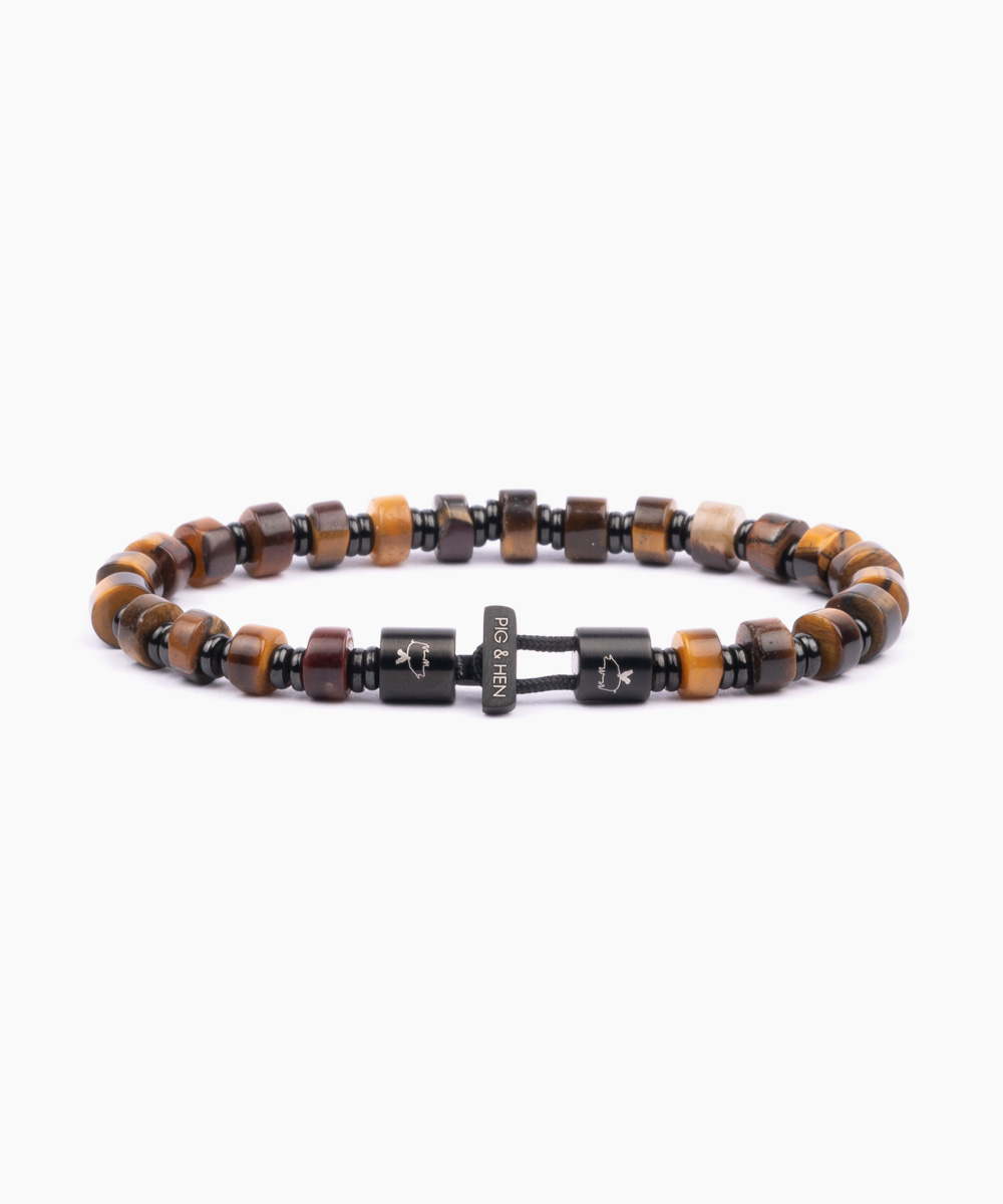 PIG&HEN Herenarmband Brontide 4 Tiger Eye-Black 