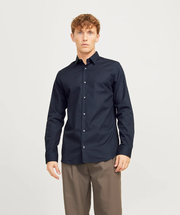 JACK&JONES Overhemd Dobby Comfort Fit Night Sky 