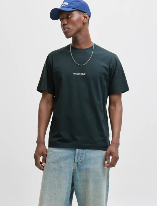 JACK&JONES Heren T-Shirt Originals Logo Donkergroen