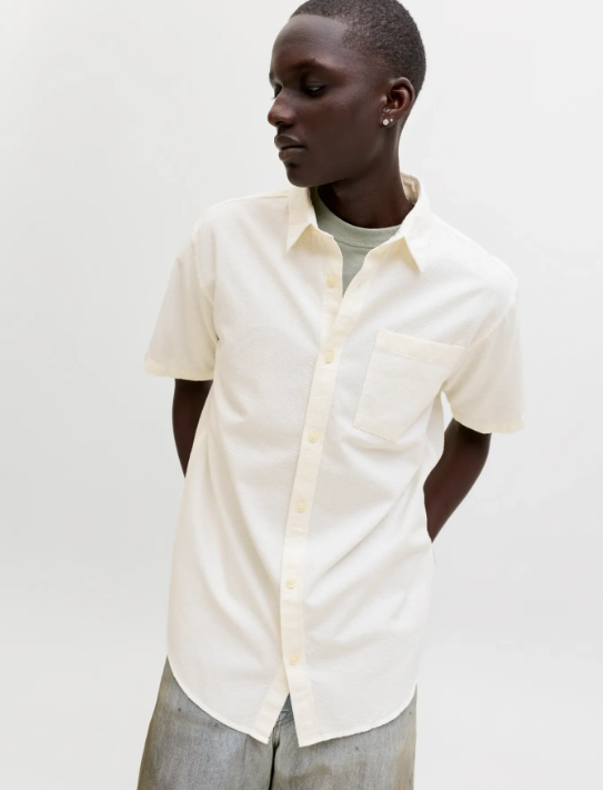 JACK & JONES Heren Overhemd Korte Mouw Dobby Offwhite  - Afbeelding 3
