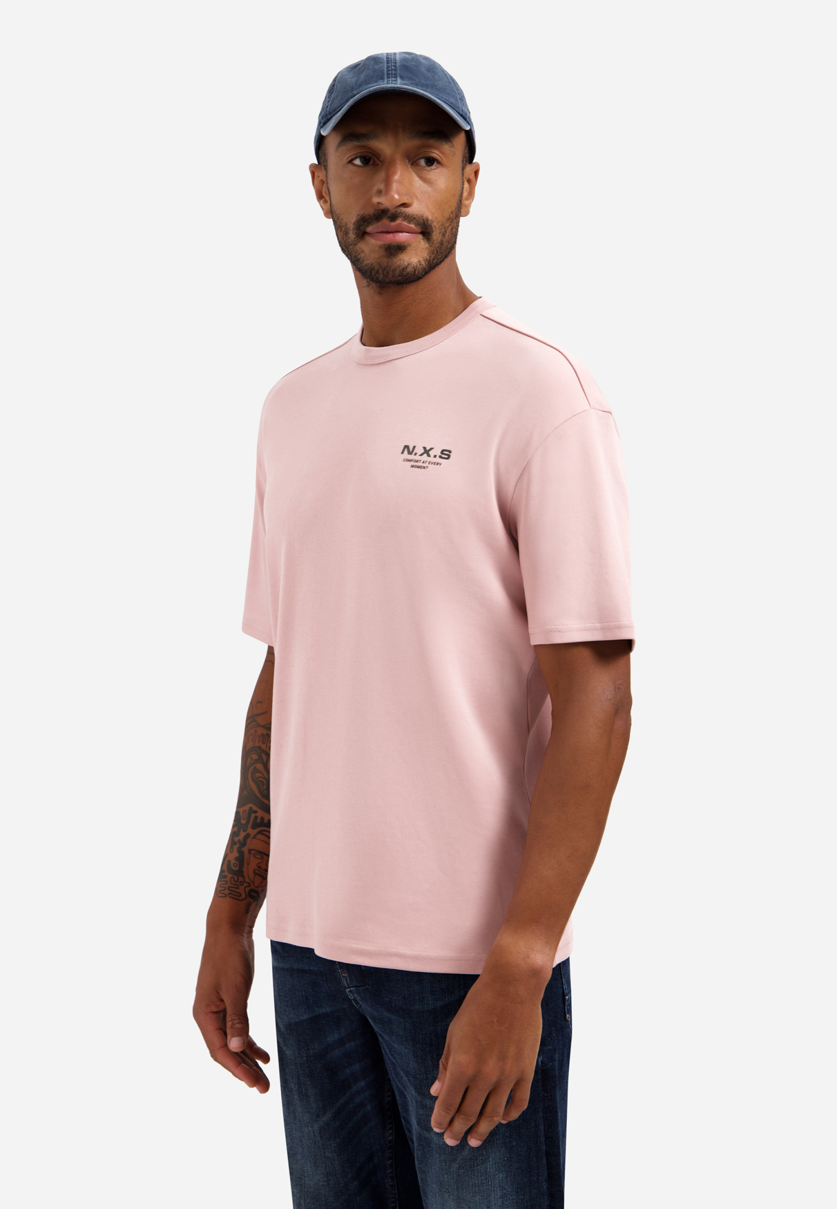 NO EXCESS Heren T-Shirt Met Rugprint Licht Roze 