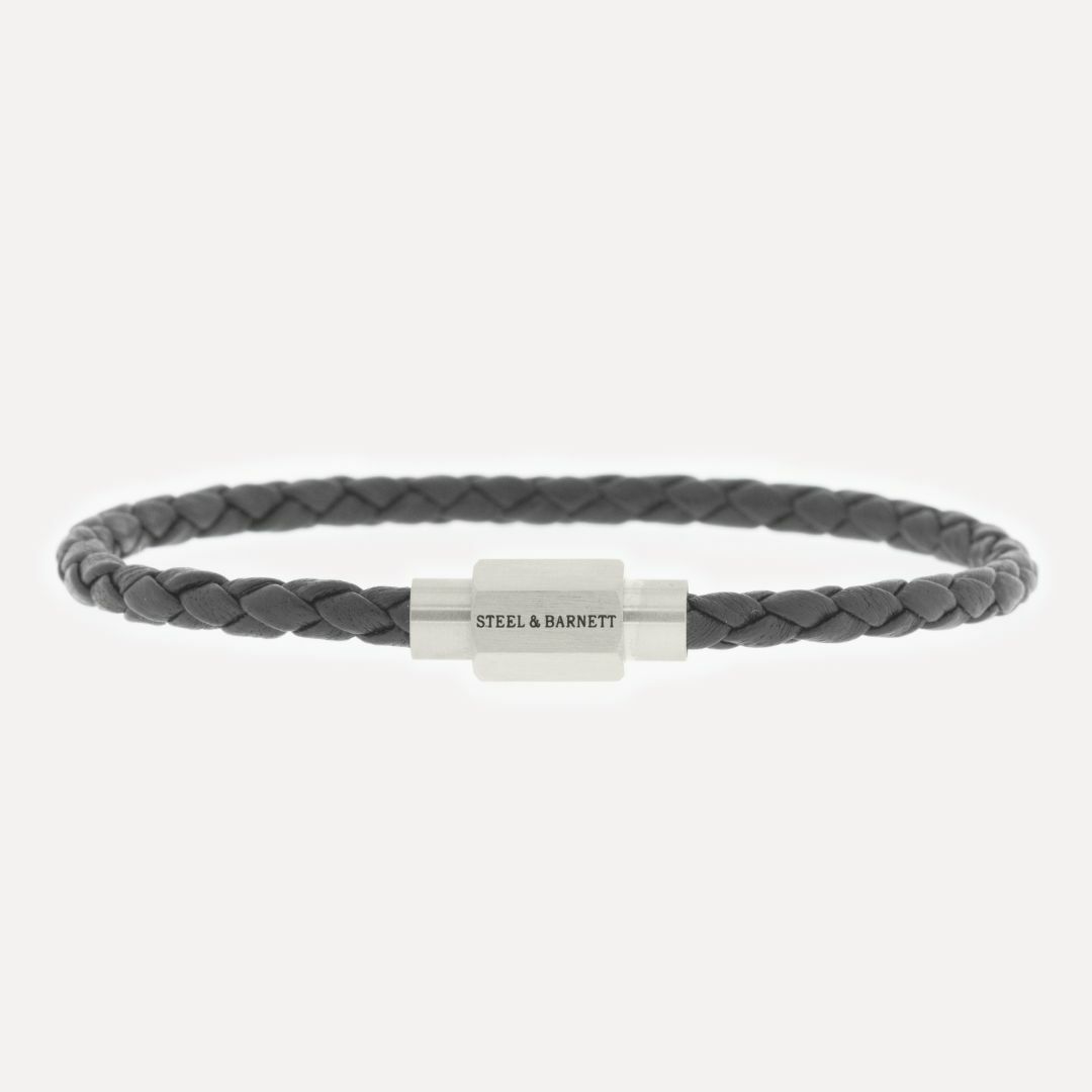 STEEL&BARNETT Heren Armband Luke Landon Dark Grey 