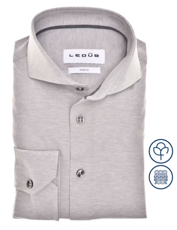 LEDÛB Tricot Overhemd Lichtgrijs Modern Fit  - Afbeelding 2