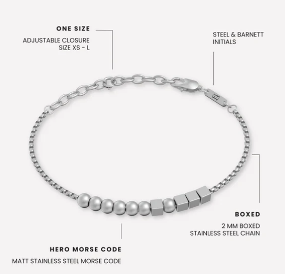 STEEL&BARNETT Herenarmband Hero Morse Code Zilver  - Afbeelding 3
