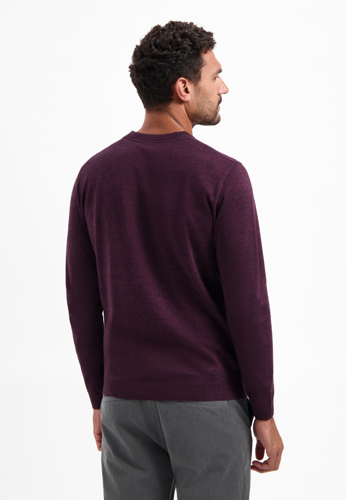 NO EXCESS Gebreide Heren Trui Melange Bordeaux Rood  - Afbeelding 2
