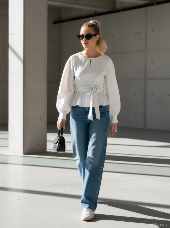 HYPEDROP Dames Blouse Riley Wit - Afbeelding 2