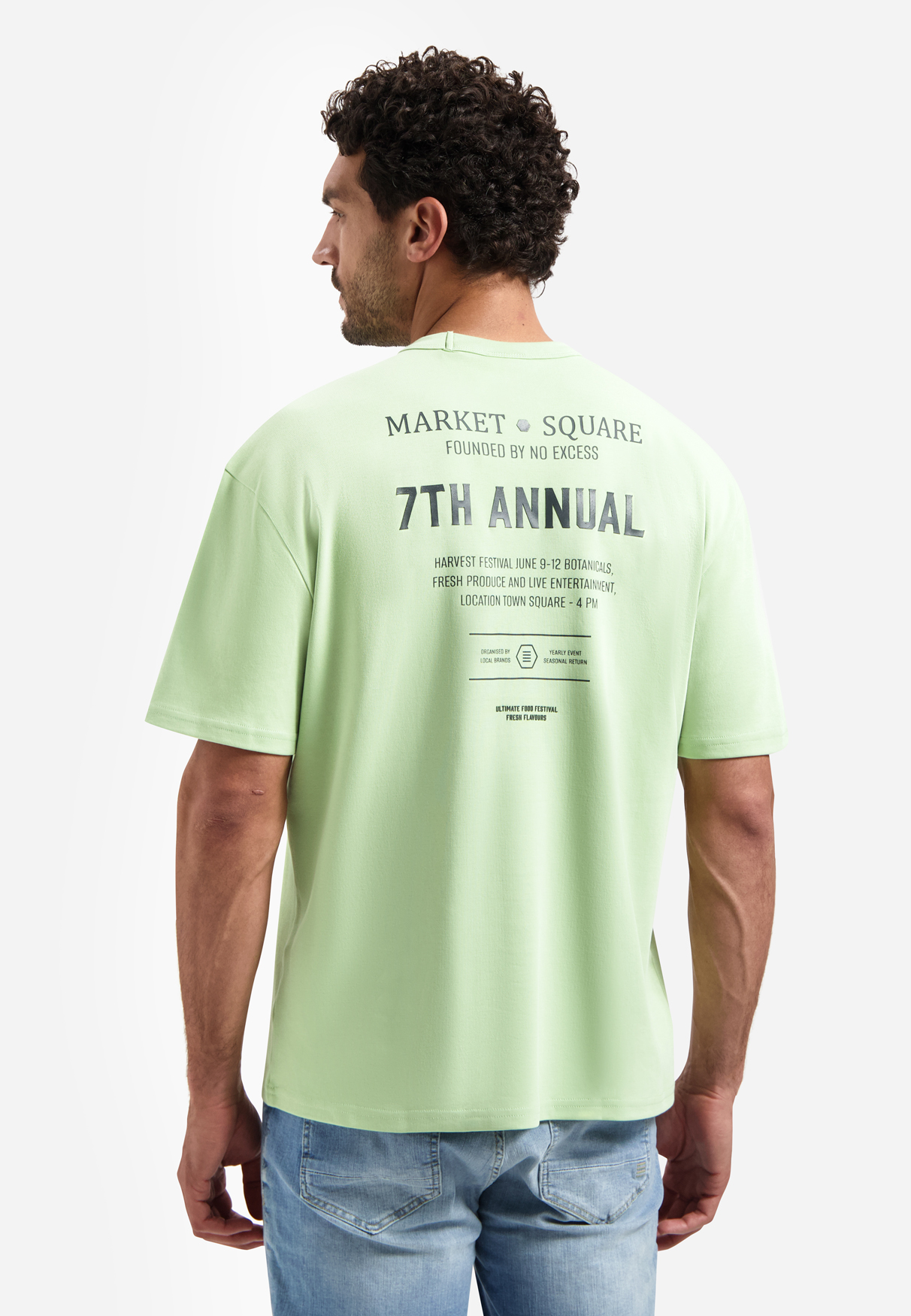 NO EXCESS Heren T-Shirt Met Rugprint Licht Groen  - Afbeelding 2