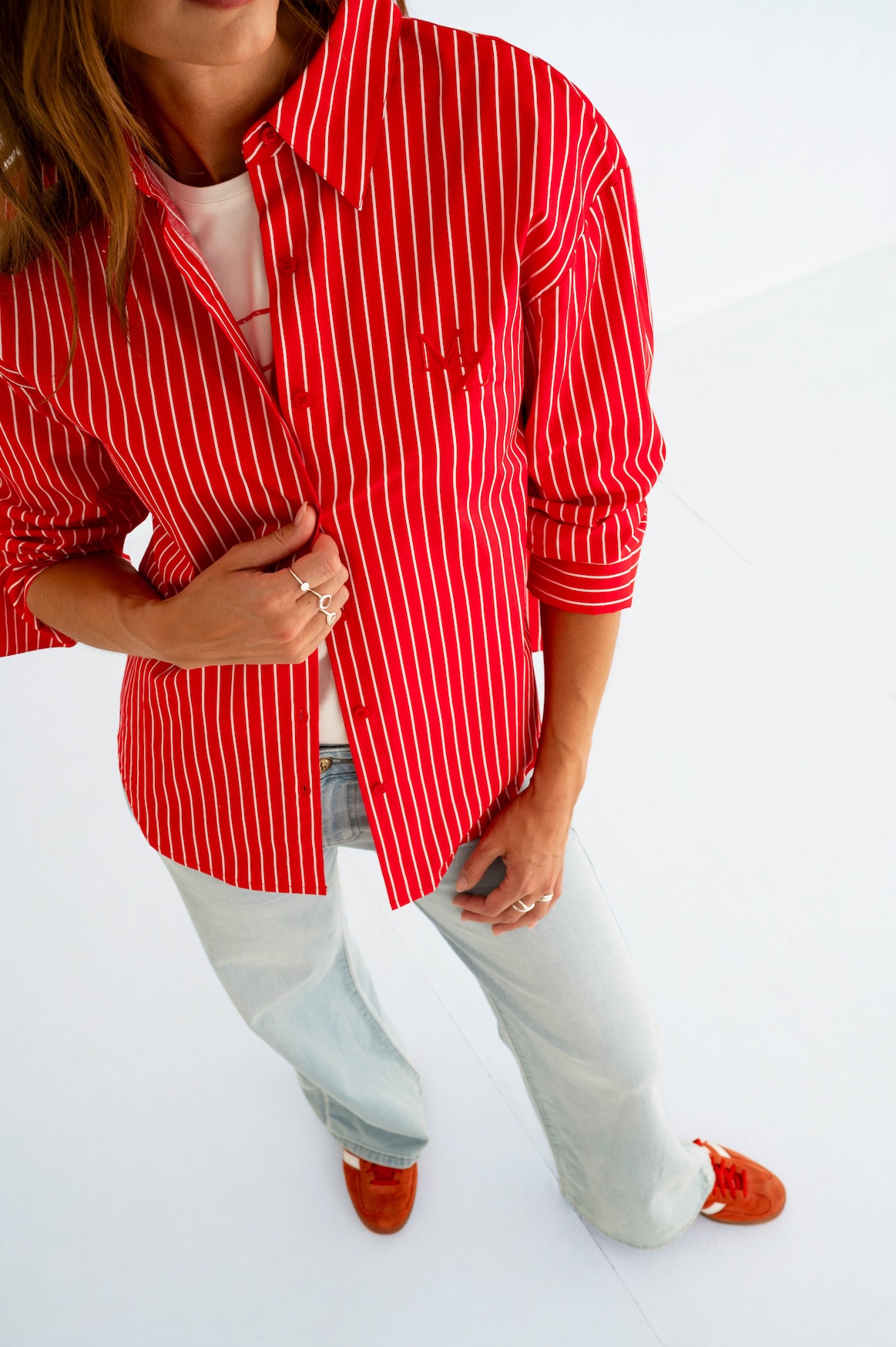 MAICAZZ Dames Blouse Sotti Rood-Offwhite Gestreept
