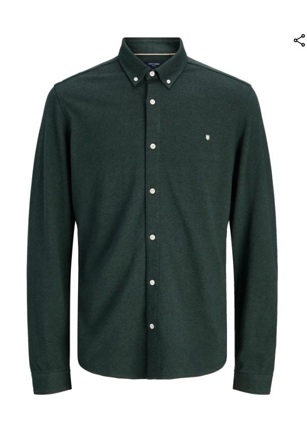 JACK & JONES Heren Overhemd Blake Pique Donkergroen
