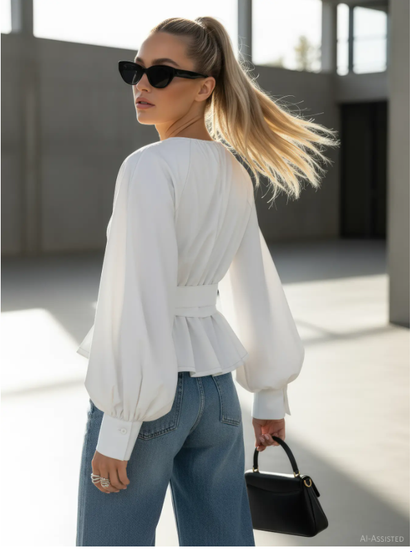 HYPEDROP Dames Blouse Riley Wit - Afbeelding 3