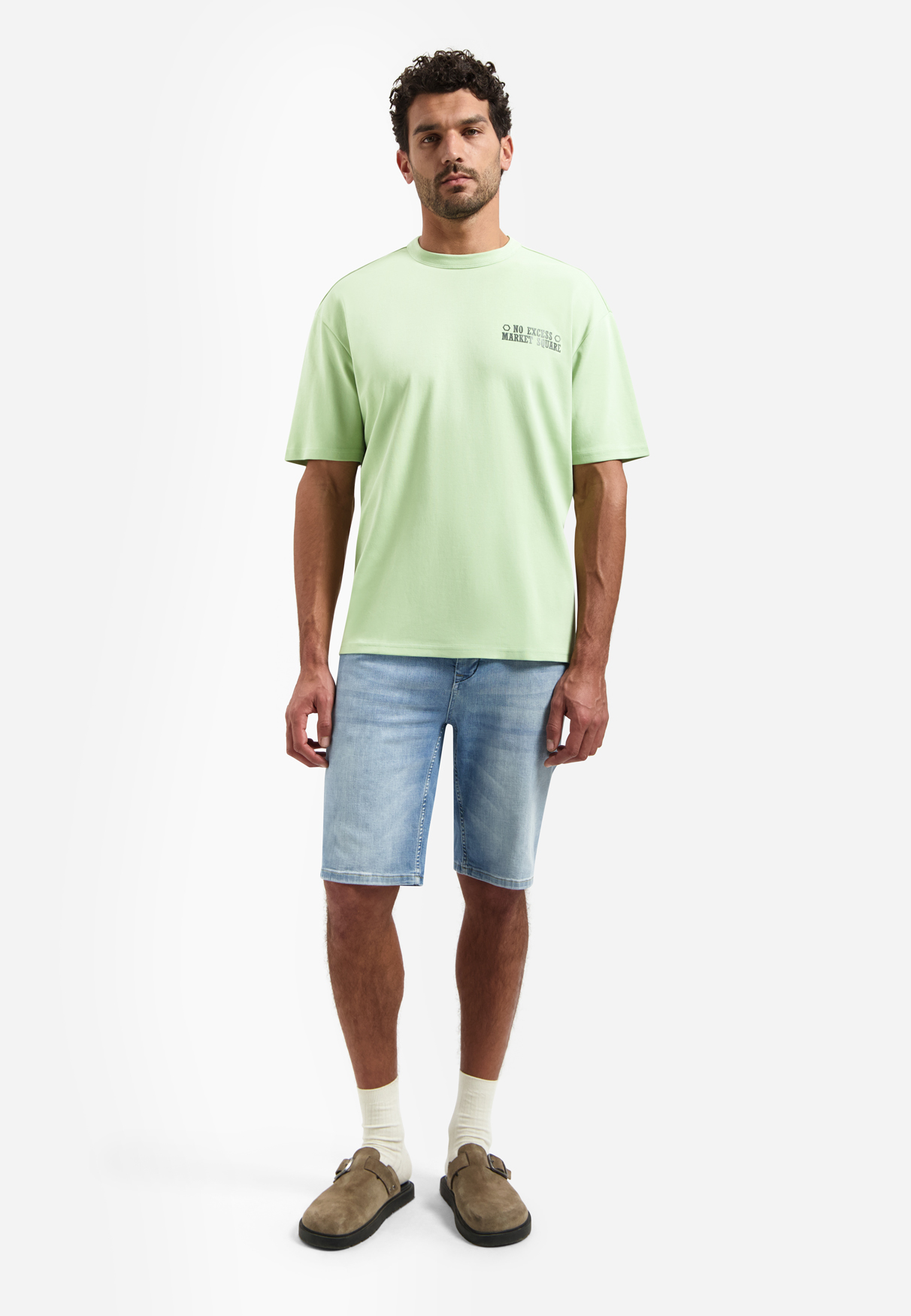 NO EXCESS Heren T-Shirt Met Rugprint Licht Groen  - Afbeelding 3