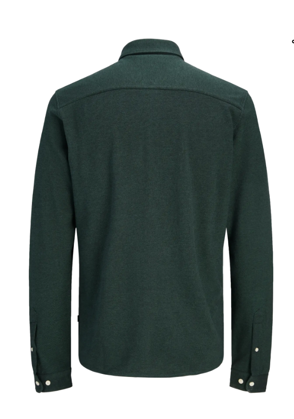 JACK & JONES Heren Overhemd Blake Pique Donkergroen - Afbeelding 2