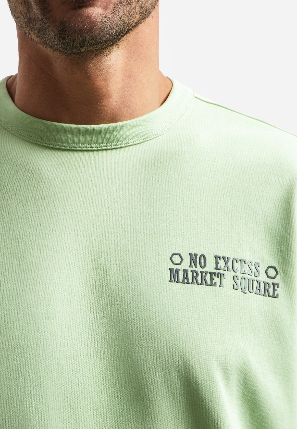 NO EXCESS Heren T-Shirt Met Rugprint Licht Groen  - Afbeelding 5