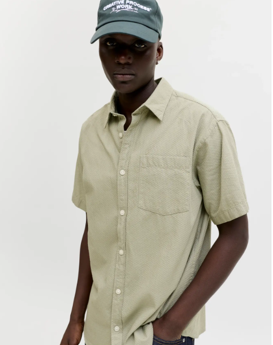 JACK & JONES Heren Overhemd Korte Mouw Dobby Groen - Afbeelding 3