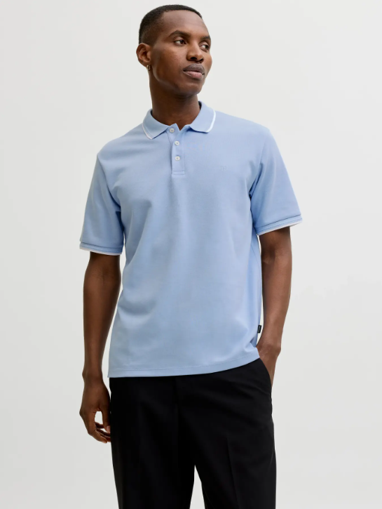 JACK & JONES Premium Heren Poloshirt Tricot Lichtblauw - Afbeelding 2