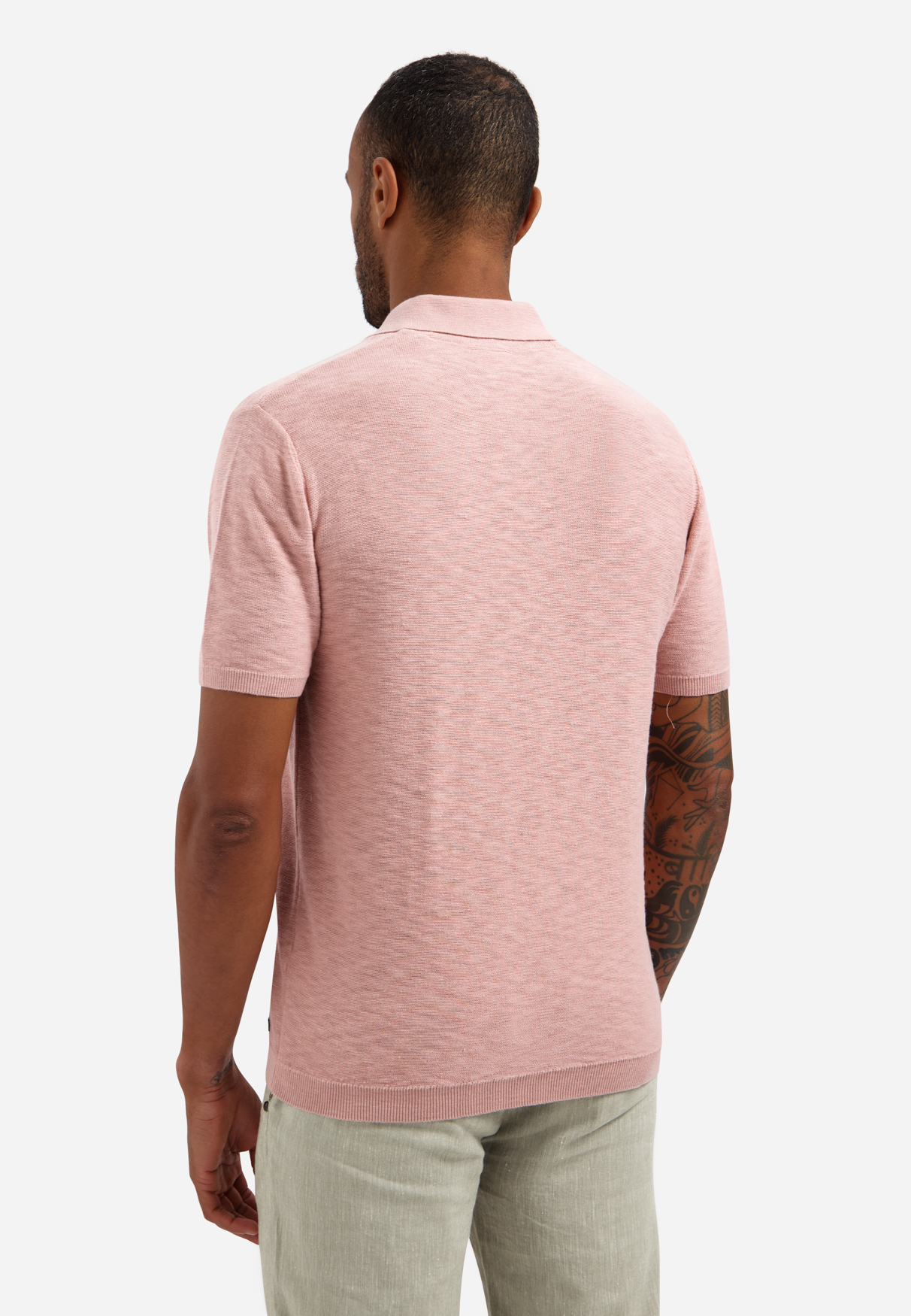 NO EXCESS Gebreid Heren Poloshirt Roze  - Afbeelding 2