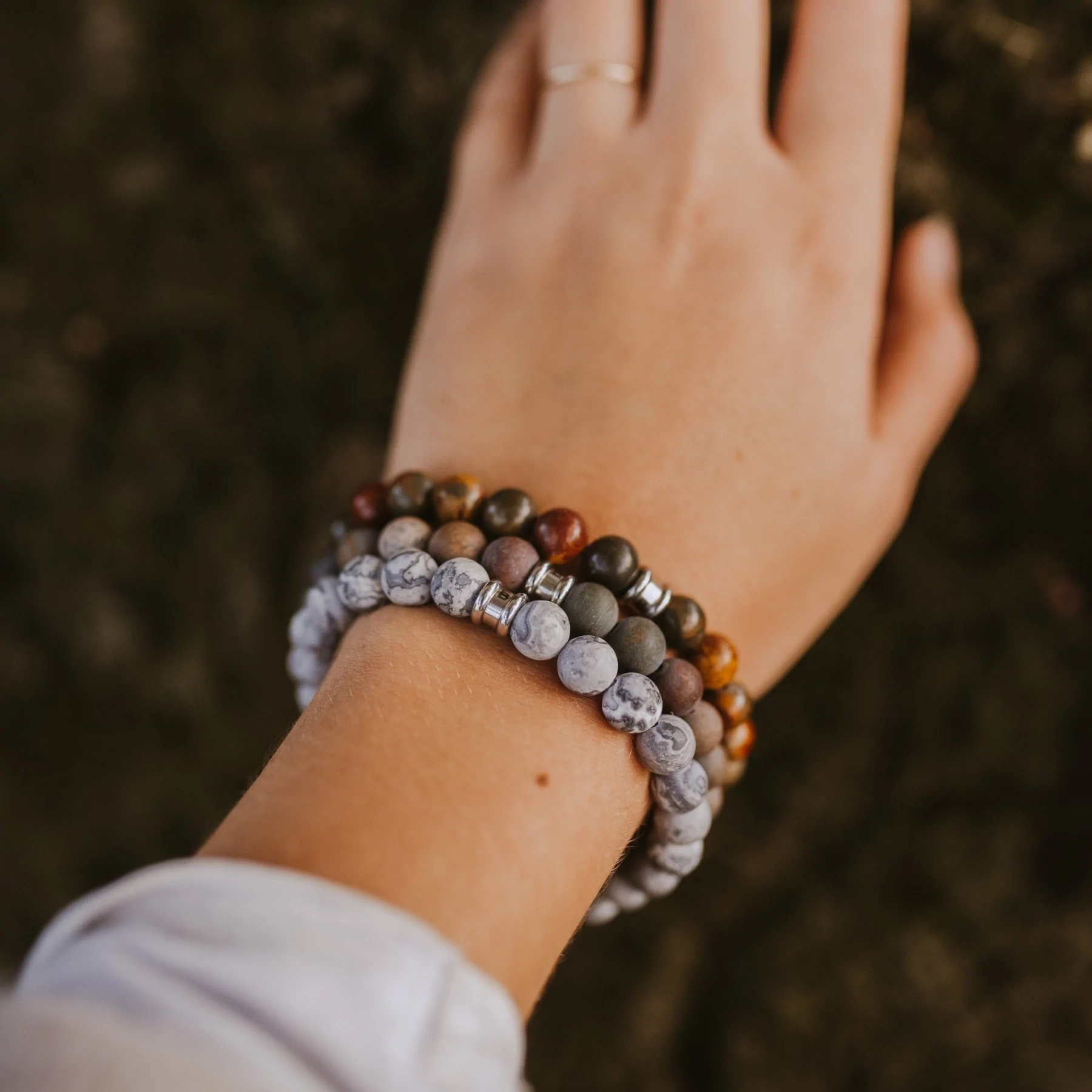 Steel&Barnett Herenarmband Stones Basic Matt Tiger - Afbeelding 2
