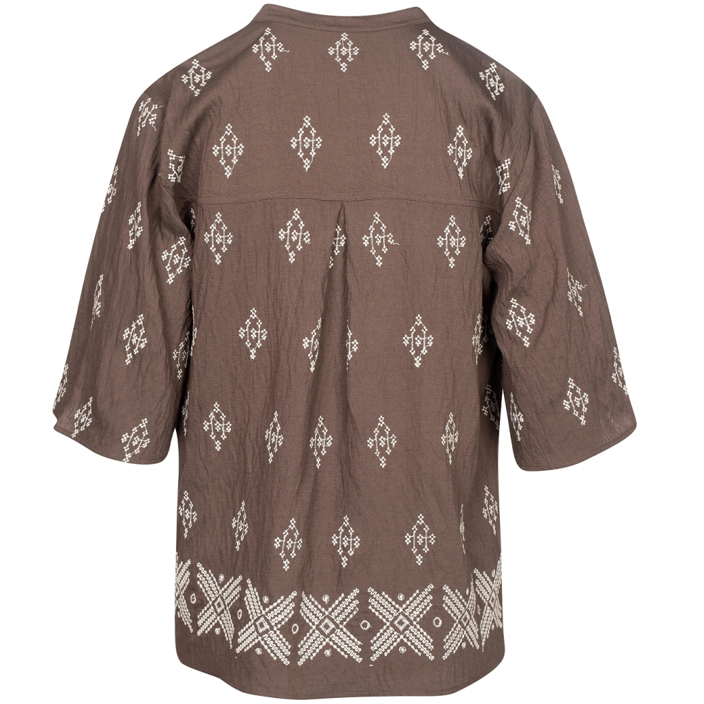 ONE TWO LUXZUZ Dames Blouse Josiana Chocolate Bruin  - Afbeelding 2