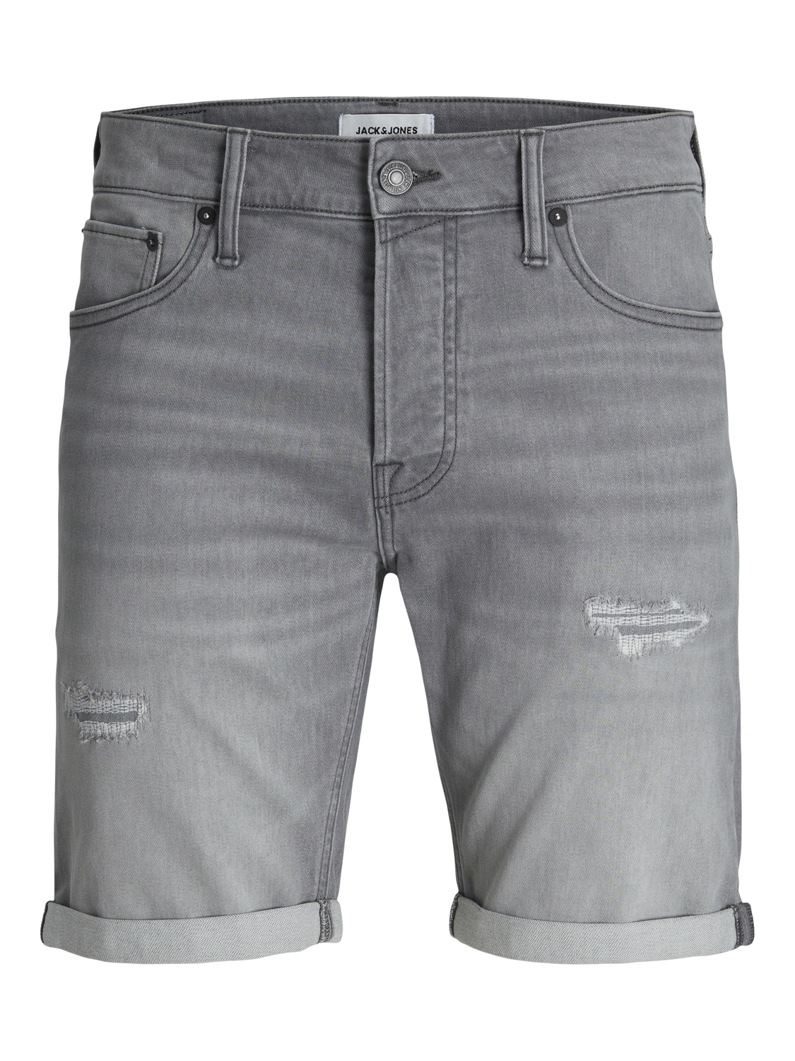 JACK&JONES Heren Jeans Korte Broek Rick Grey Denim