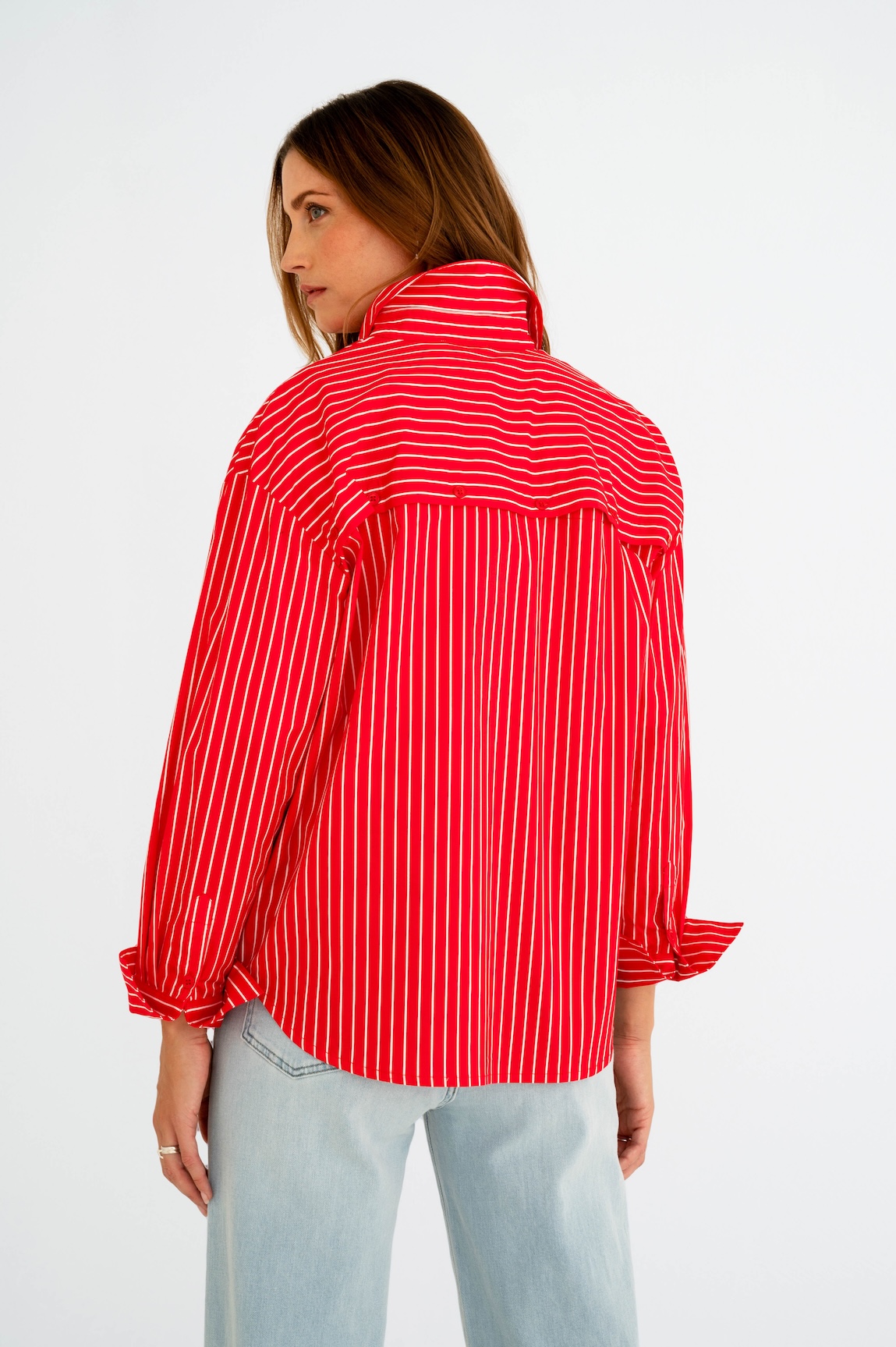 MAICAZZ Dames Blouse Sotti Rood-Offwhite Gestreept - Afbeelding 4