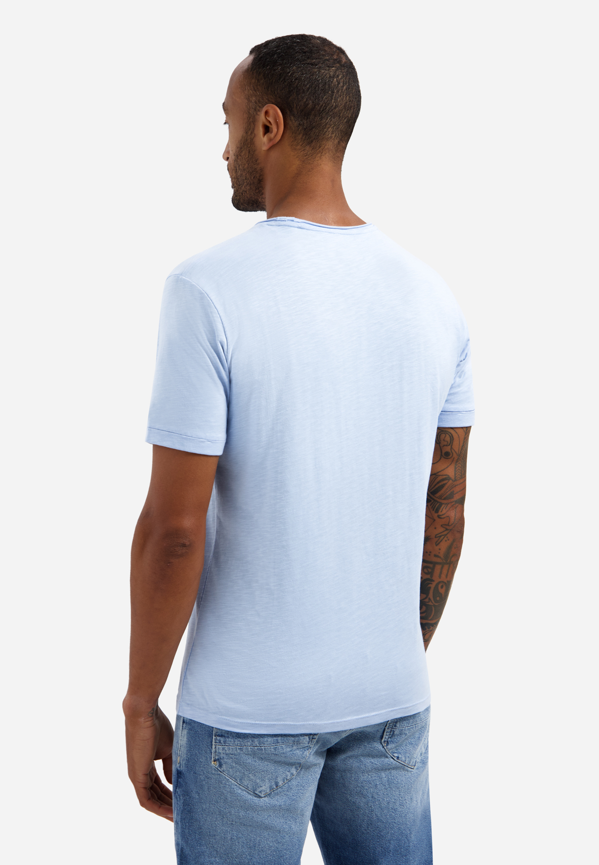 NO EXCESS Effen Heren T-Shirt Licht Blauw  - Afbeelding 2