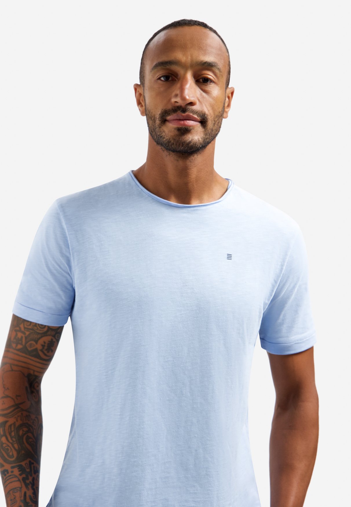 NO EXCESS Effen Heren T-Shirt Licht Blauw  - Afbeelding 3