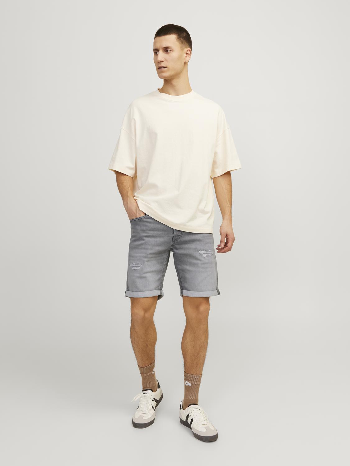 JACK&JONES Heren Jeans Korte Broek Rick Grey Denim - Afbeelding 4